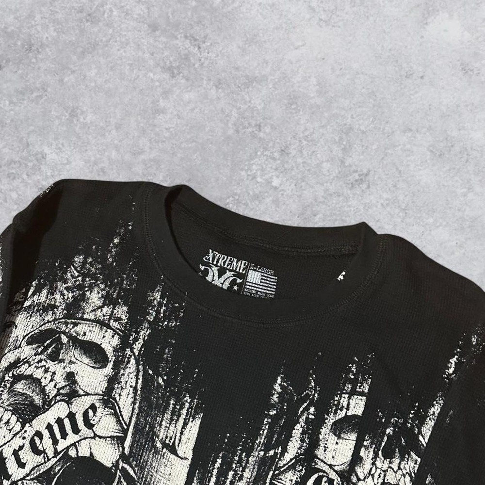 Y2K Grunge Affliction Style Xtreme Couture AOP Long Sleeve Shirt - Size XL! - Picture 2 of 3